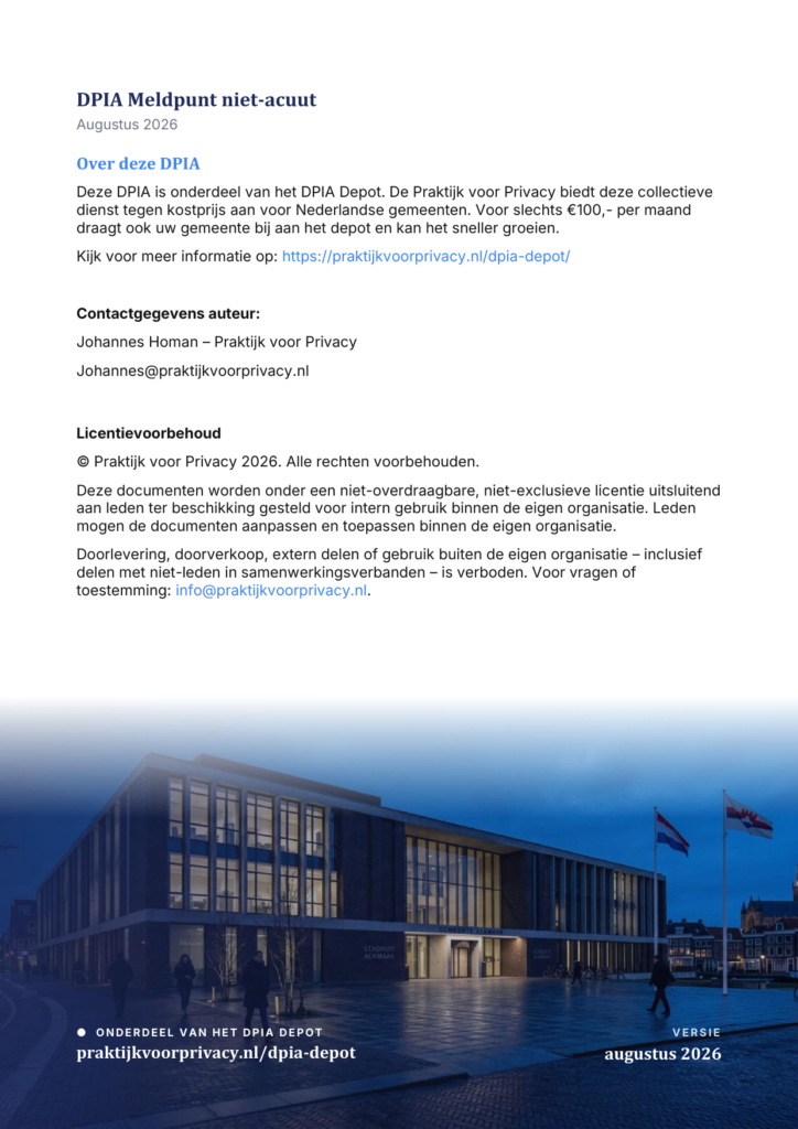 Preview pagina 2 van DPIA Meldpunt niet-acuut