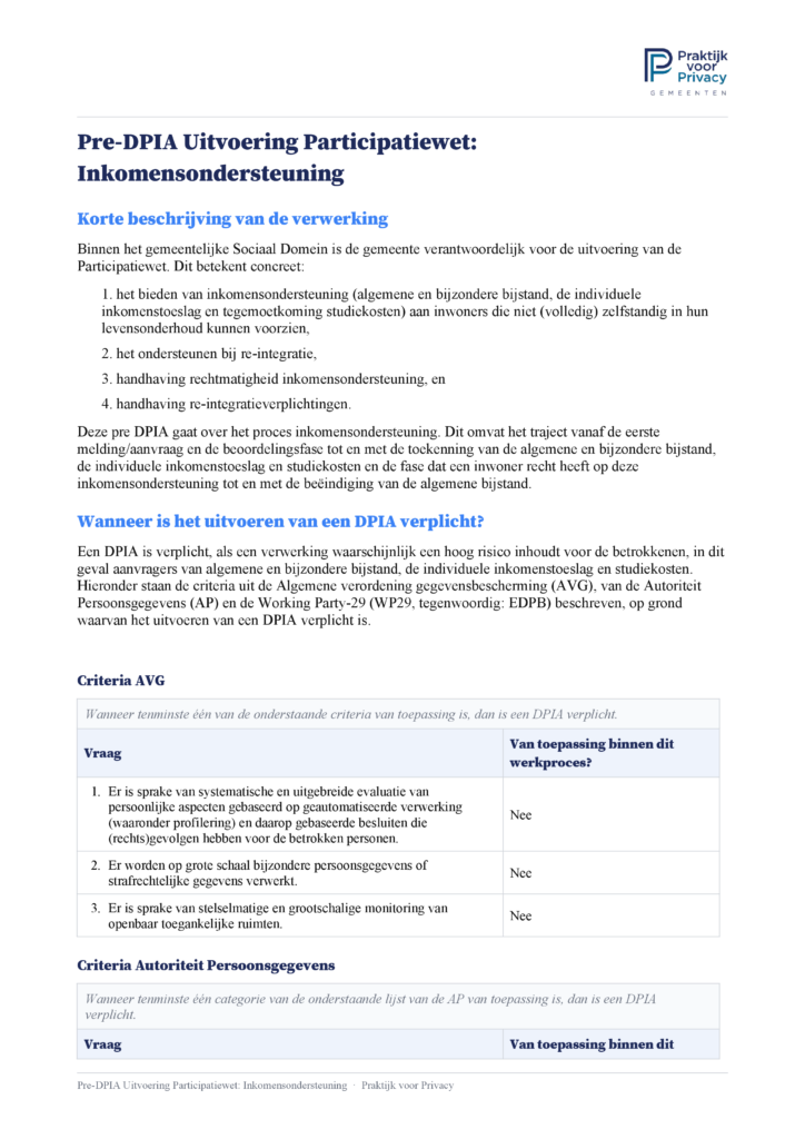 Preview pagina 3 van Pre-DPIA Uitvoering Participatiewet inkomensondersteuning