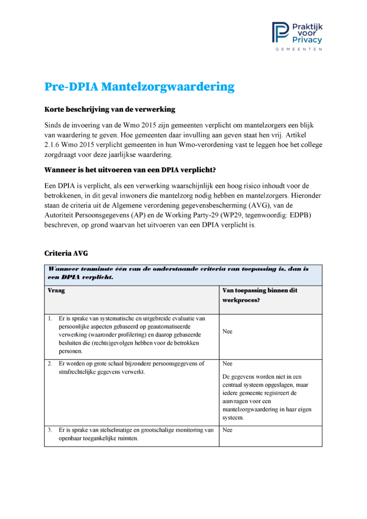Preview pagina 3 van Pre-DPIA Mantelzorgwaardering