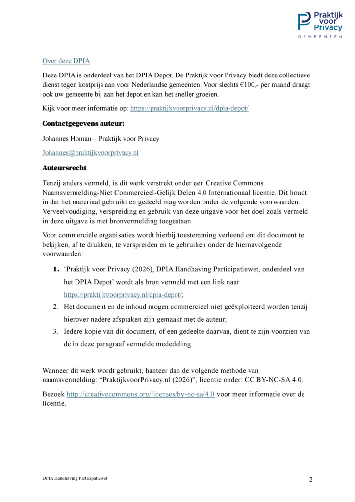 Preview pagina 2 van DPIA Handhaving Participatiewet (update mei 2026)